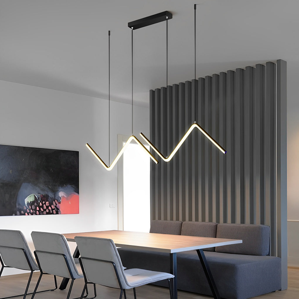 Wavy Linear LED Pendant Light with 3-Step Dimming