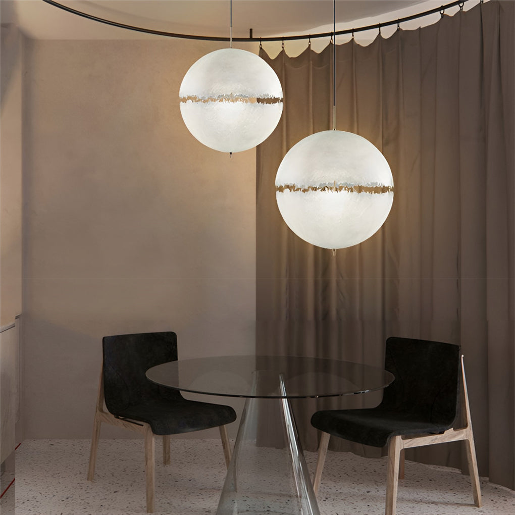 Moon Shaped Modern Nordic Pendant Light – Resin & Iron