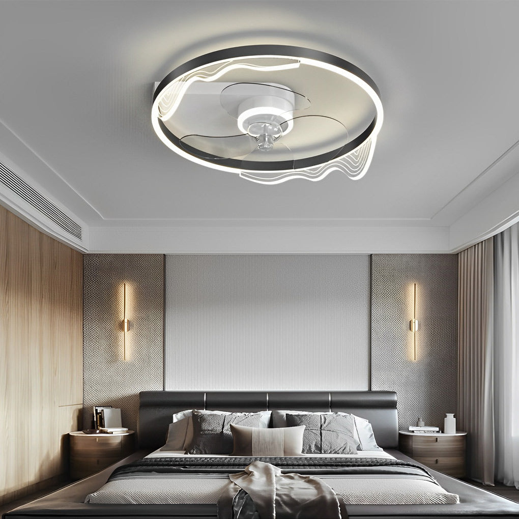 Modern Bladeless Ceiling Fan with LED Light - Silent Smart Control