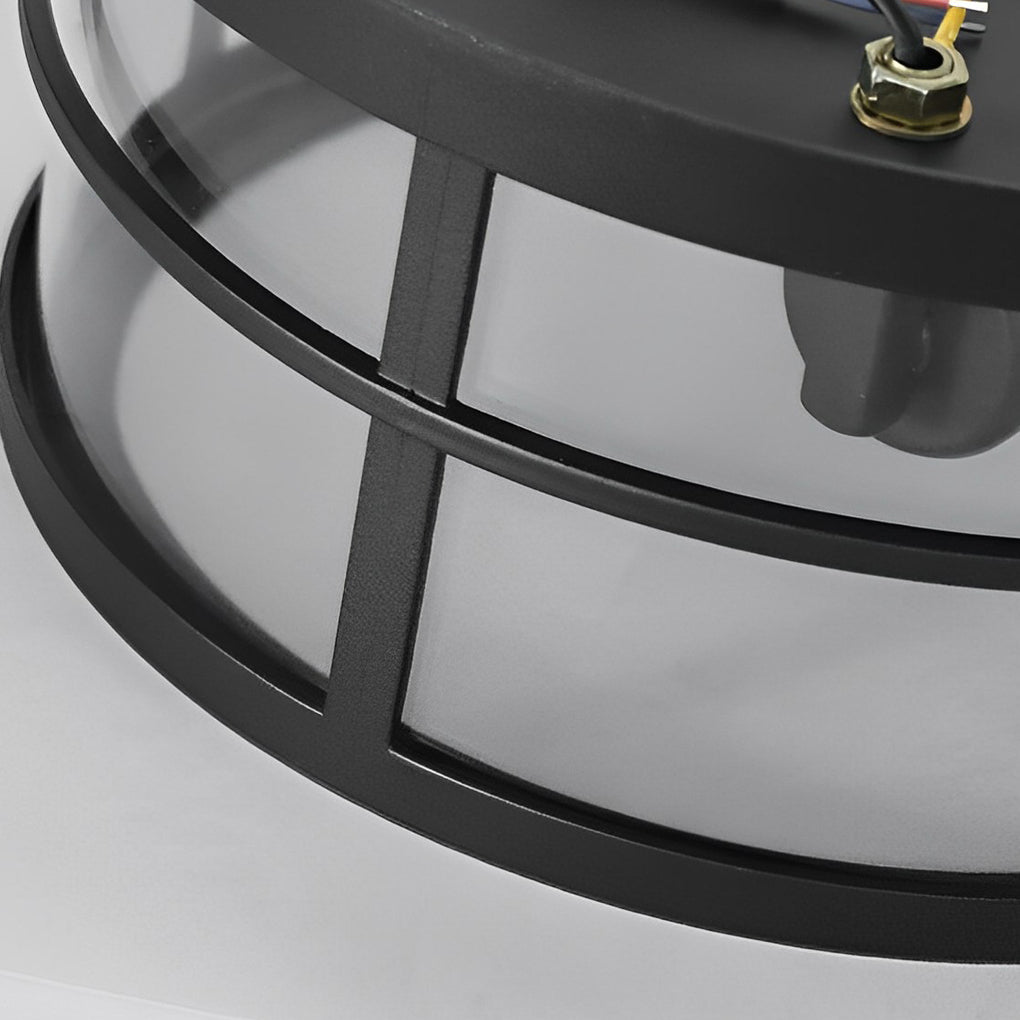 Waterproof Outdoor Flush Mount Ceiling Light in Black Aluminum