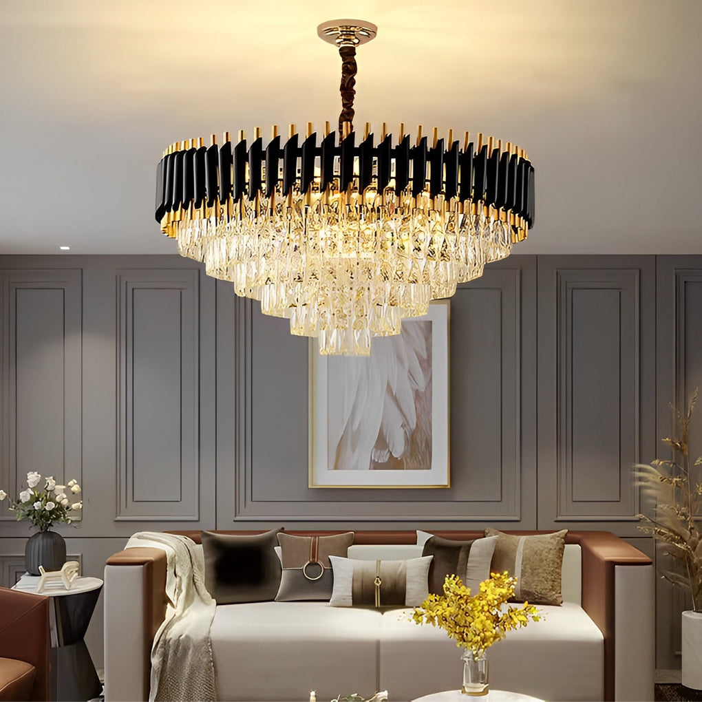 Crystal Round Oval Chandelier Modern Luxury Dimming Iron Glass