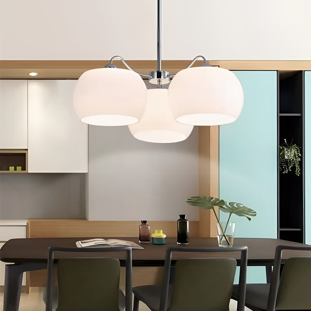 White Glass Vintage Chandelier 3-Light E27 Pendant Lamp