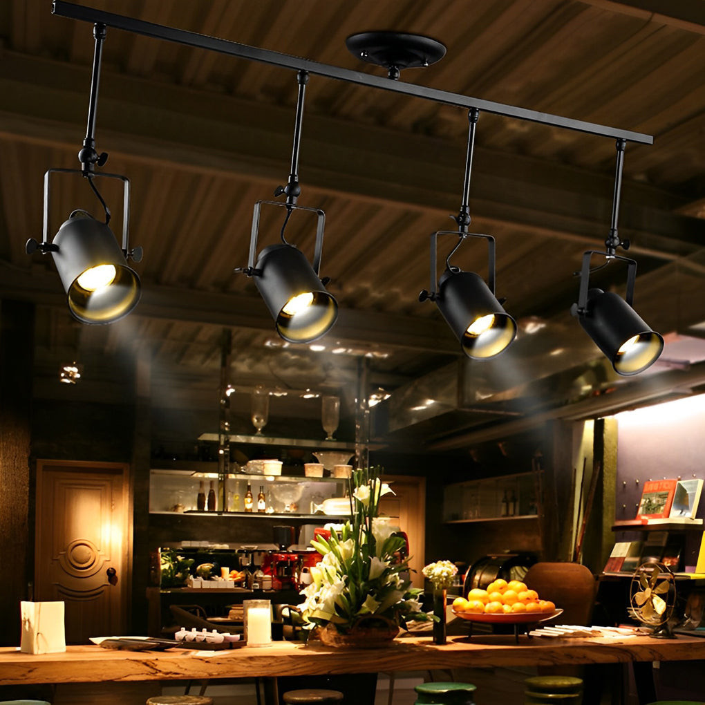 Adjustable Industrial Spotlight - Black Iron LED Directional Ceiling