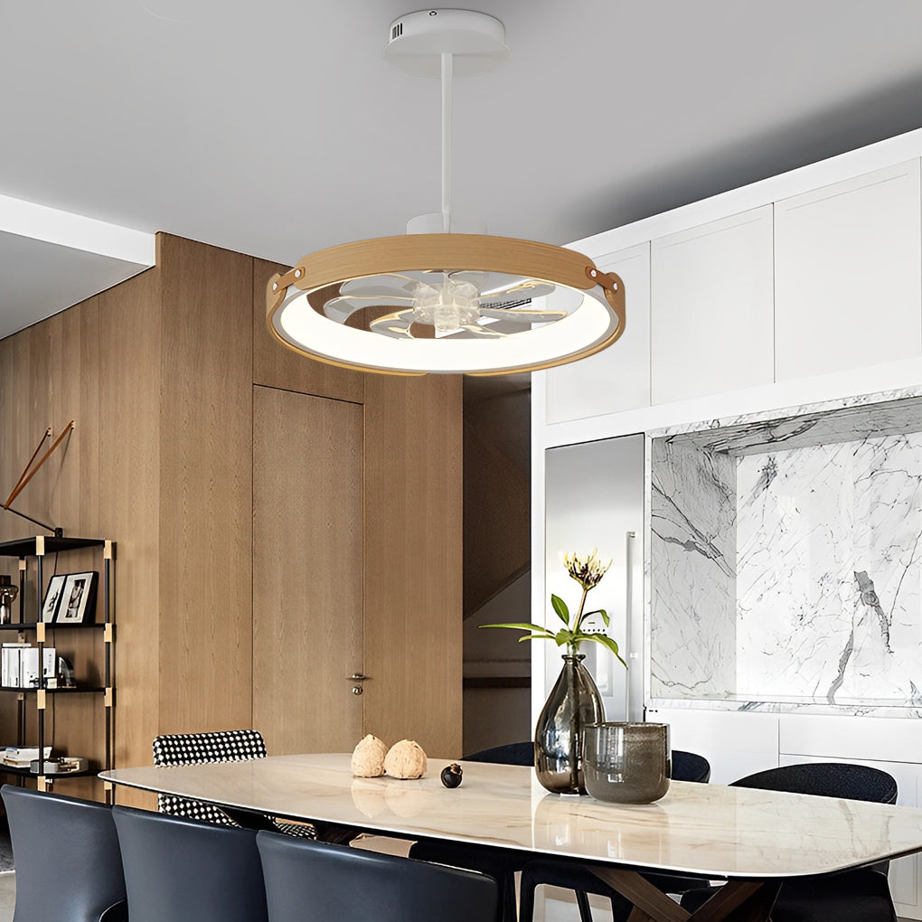 Wood Bladeless Ceiling Fan Light with LED & APP Control