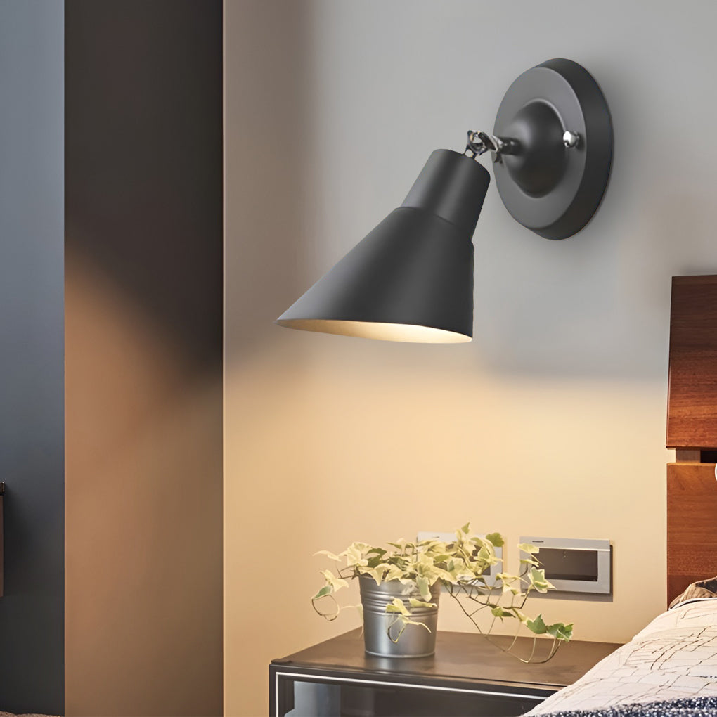 Adjustable Industrial Wall Sconce - Plug-in Reading Lamp