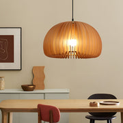 Pumpkin-Shaped Wood Pendant Light - Nordic Rustic Chandelier