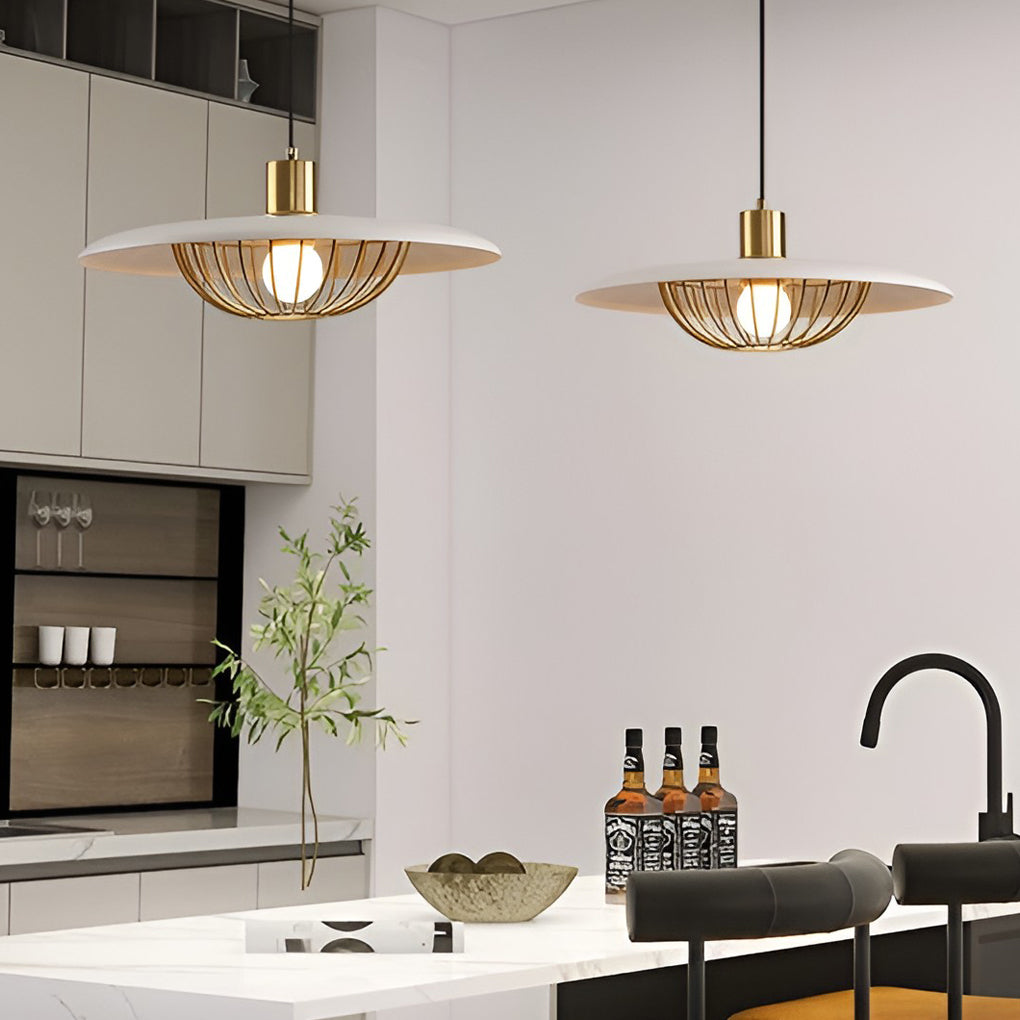 Modern Circular Iron Pendant Light with Three-Step Dimming