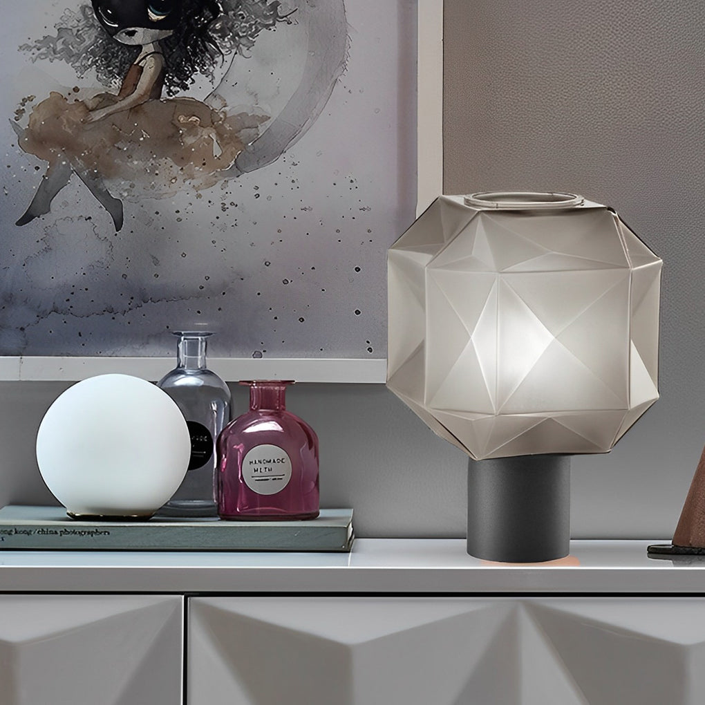 Modern Smoke Glass Orb Table Lamp with Cylinder Base