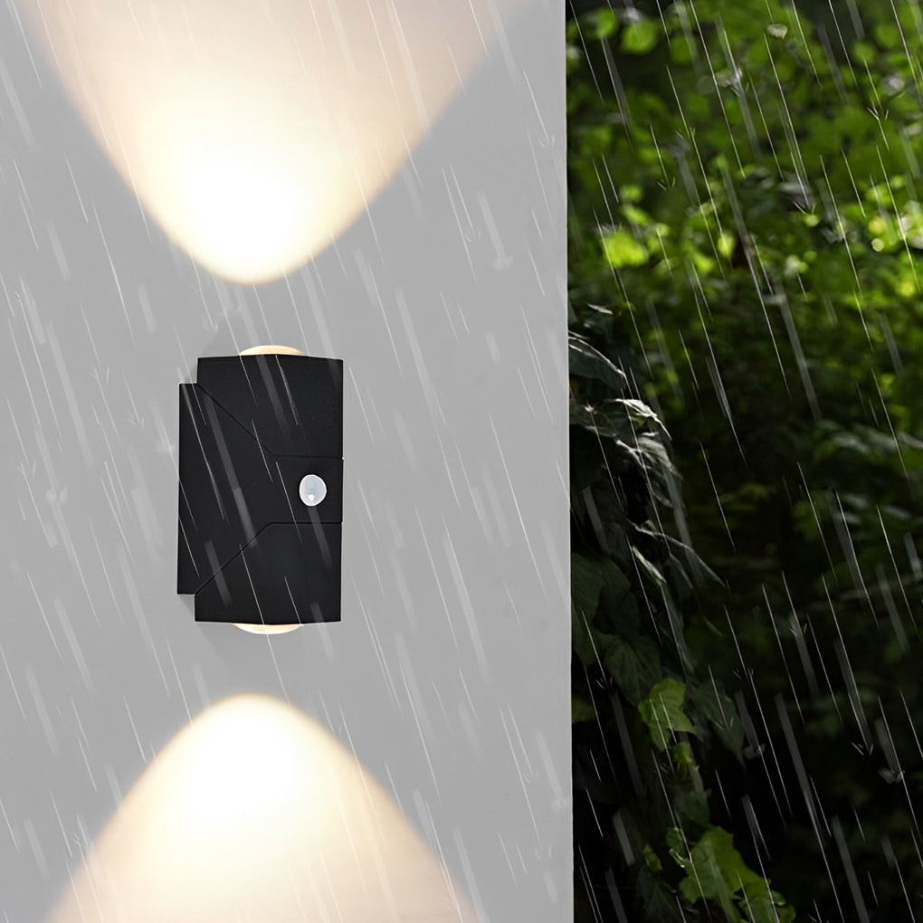 Modern Motion Sensor Black Outdoor Wall Lamp with Adjustable Light