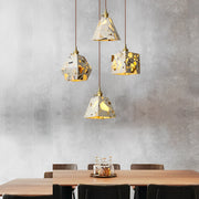 Modern Terrazzo Concrete Pendant Light with Copper Accent