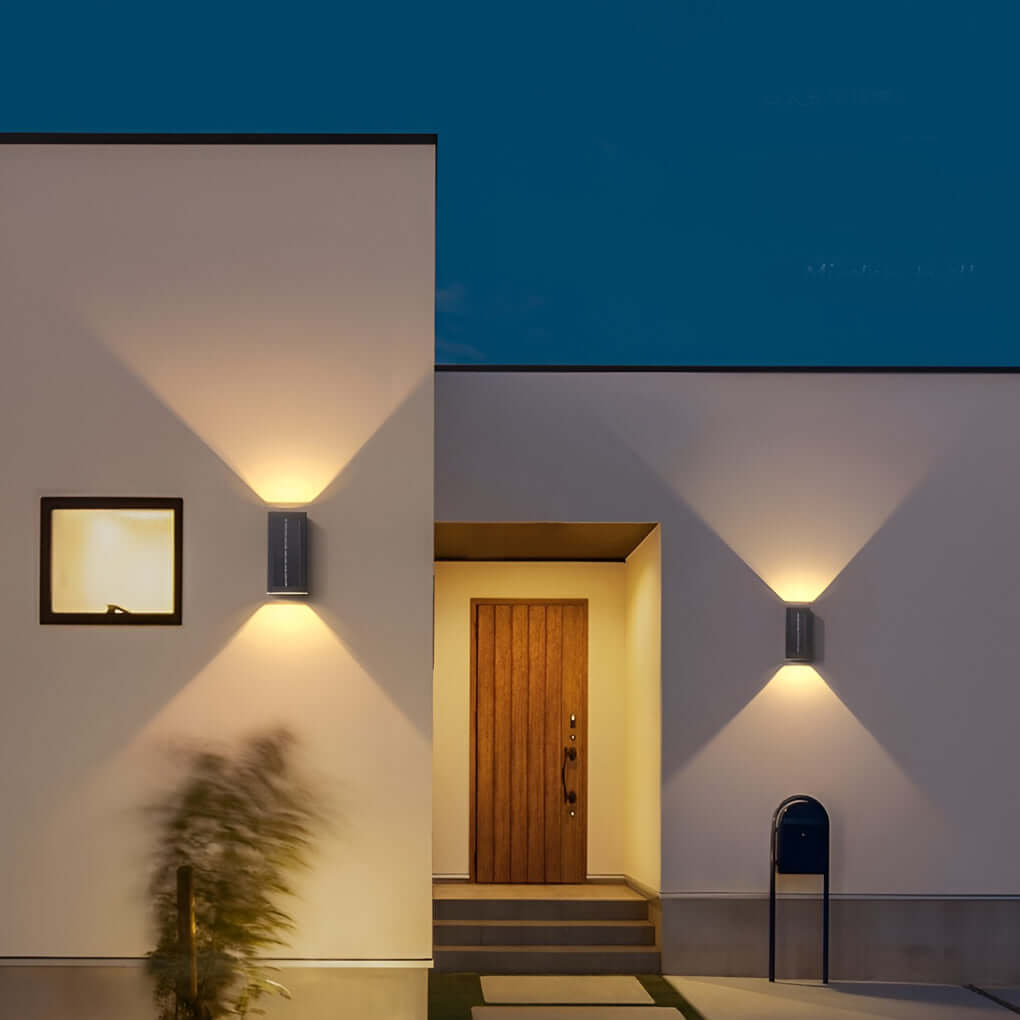 Solar LED Up Down Wall Sconce Waterproof Outdoor Lighting