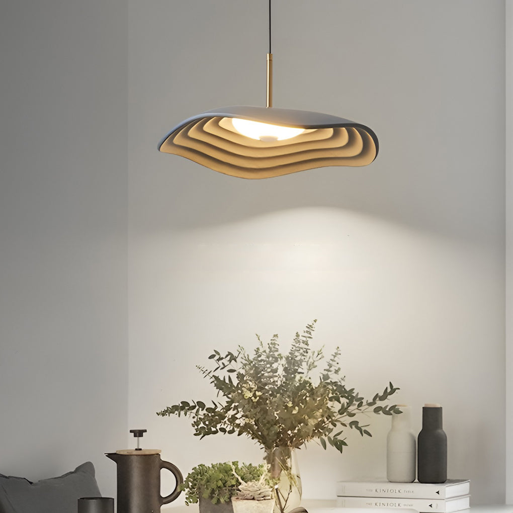 Modern Round Resin Pendant Light with 12W LED – Black & Gray