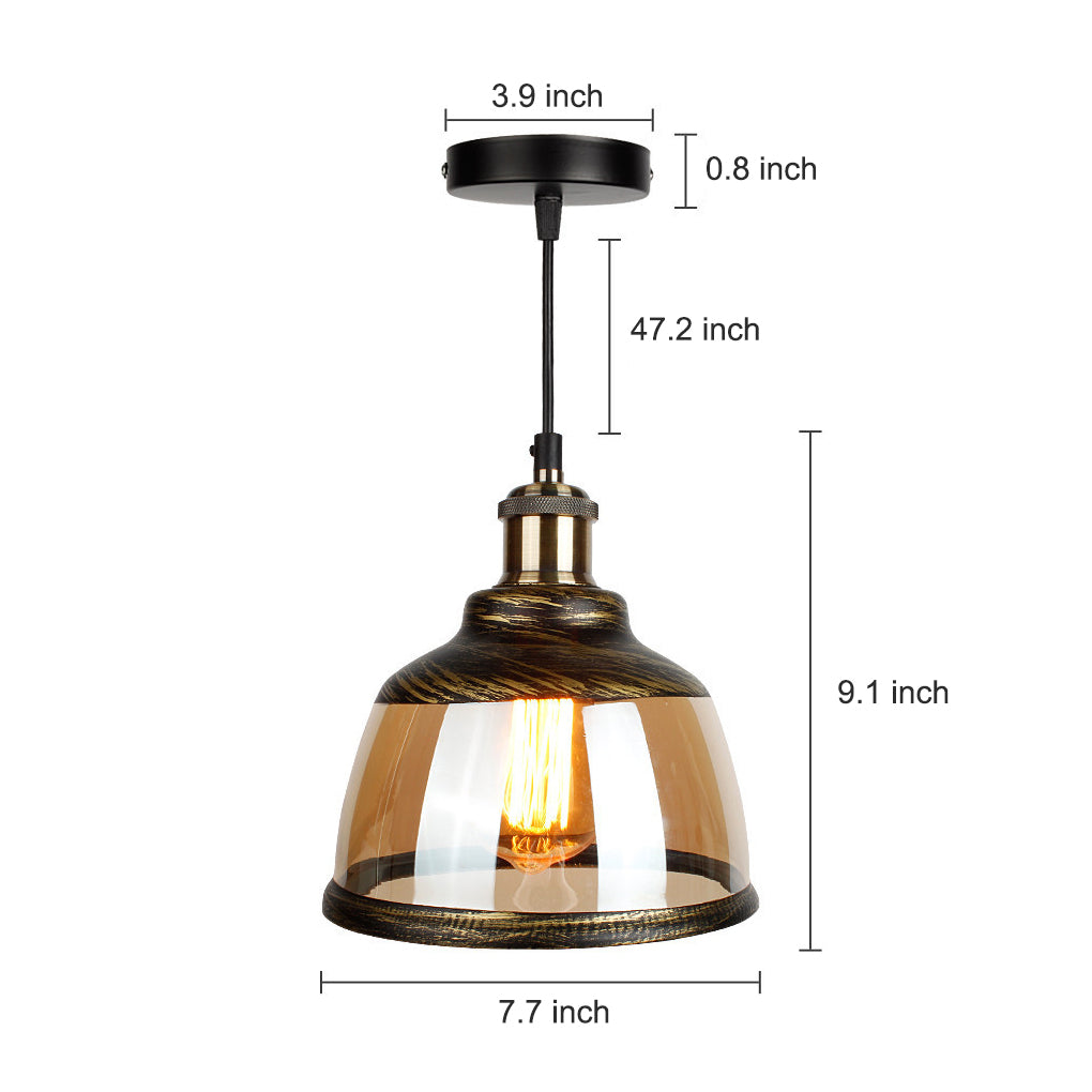 Green Bronze Glass Industrial Pendant Light Small Chandelier