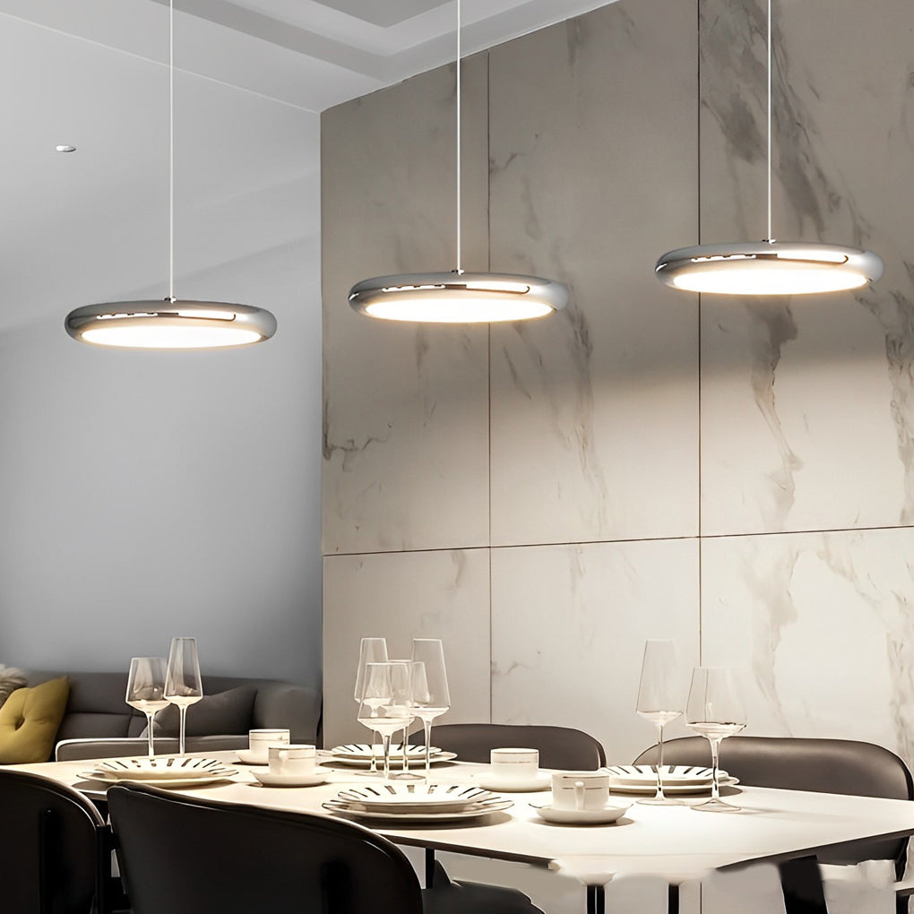 Round Mirrored Aluminum LED Pendant Light - Modern Minimalist