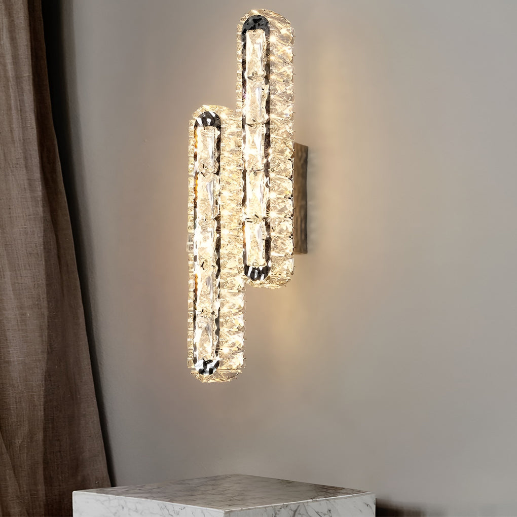 Crystal LED Wall Sconce with 3-Step Dimming Modern Wall Lamp