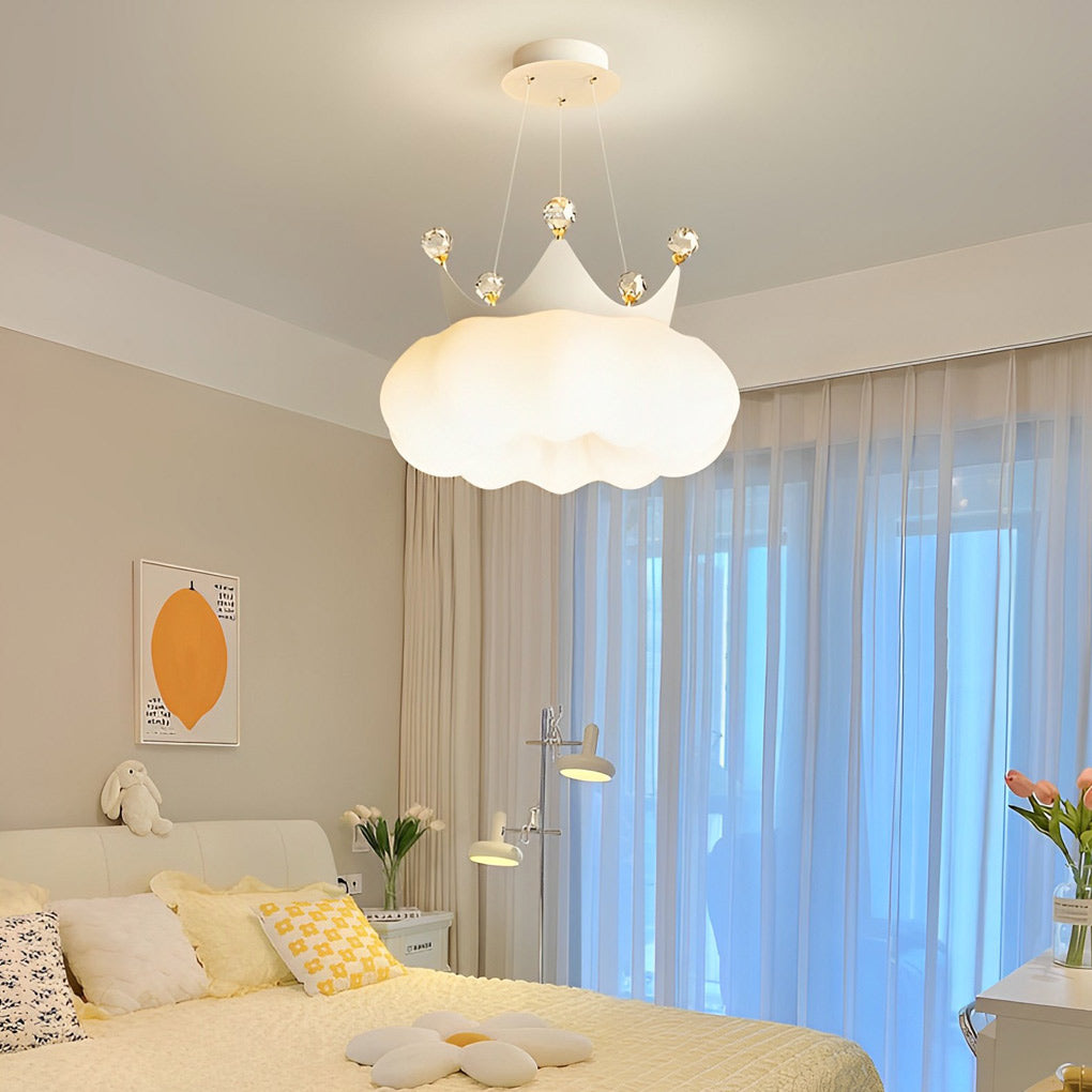 Modern Cloud Crown Chandelier with Dimmable LED - Gold & White