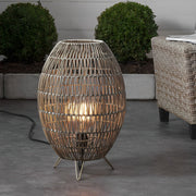 Handwoven Rattan Oval Cage Outdoor Floor Lamp - Rustic Modern