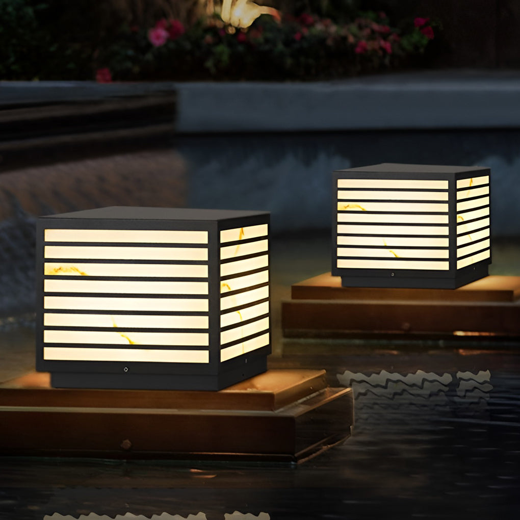 Modern Square Solar LED Outdoor Post Light | Dual Power IP65