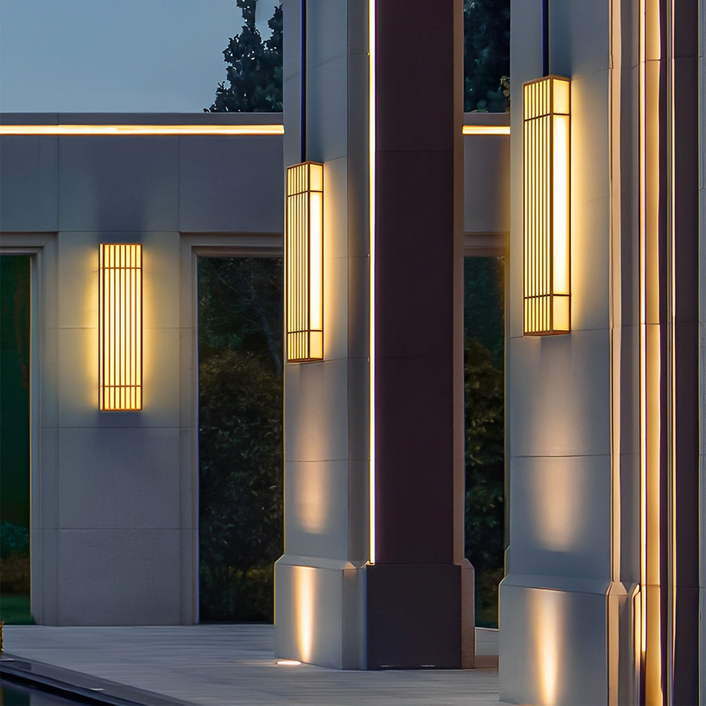 Industrial Vertical Stripe LED Outdoor Wall Lamp – Brown