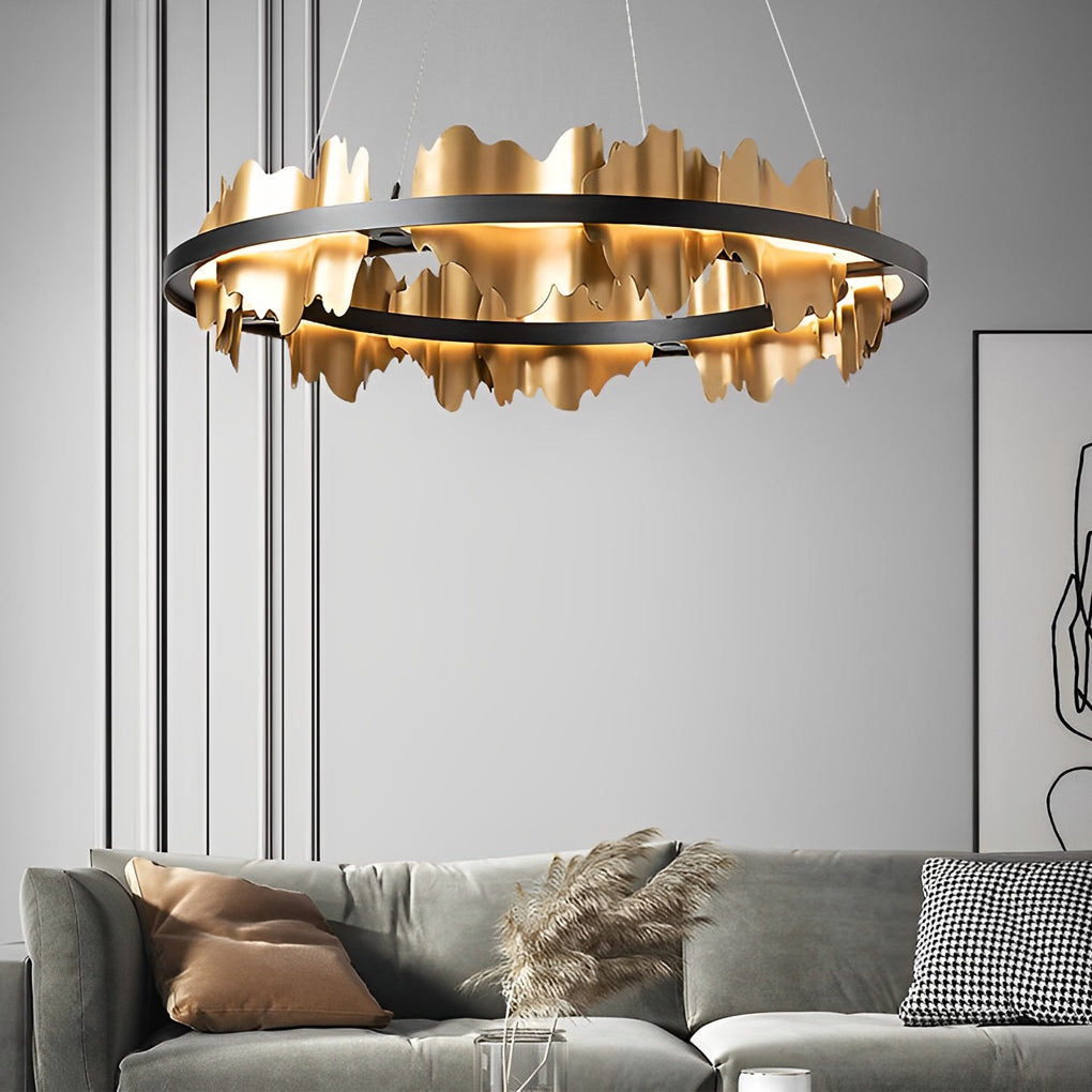 Modern Circular LED Chandelier with Stepless Dimming & Remote