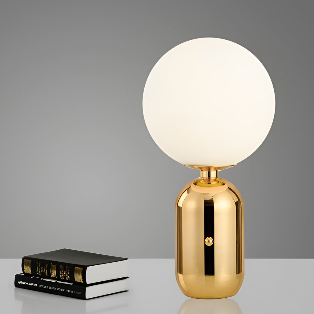 Modern Glass Globe Table Lamp with Metal Base