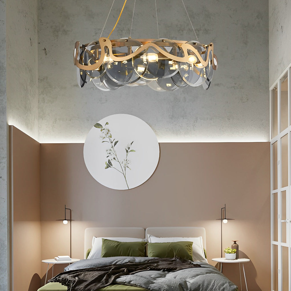 Modern Glass Bubble Chandelier with Iron Frame