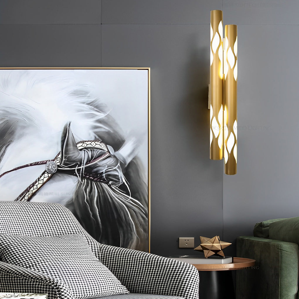 Flame Pattern LED Wall Sconce - Modern Up Down Light Metal Acrylic