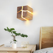 Rustic Wood Grain Square Wall Sconce with Cracked Design