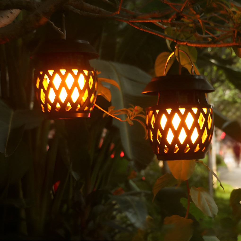 Portable Solar LED Outdoor Lantern with Flickering Flame Effect
