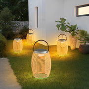 Solar Powered Rattan LED Outdoor Lantern with Rotating Handle