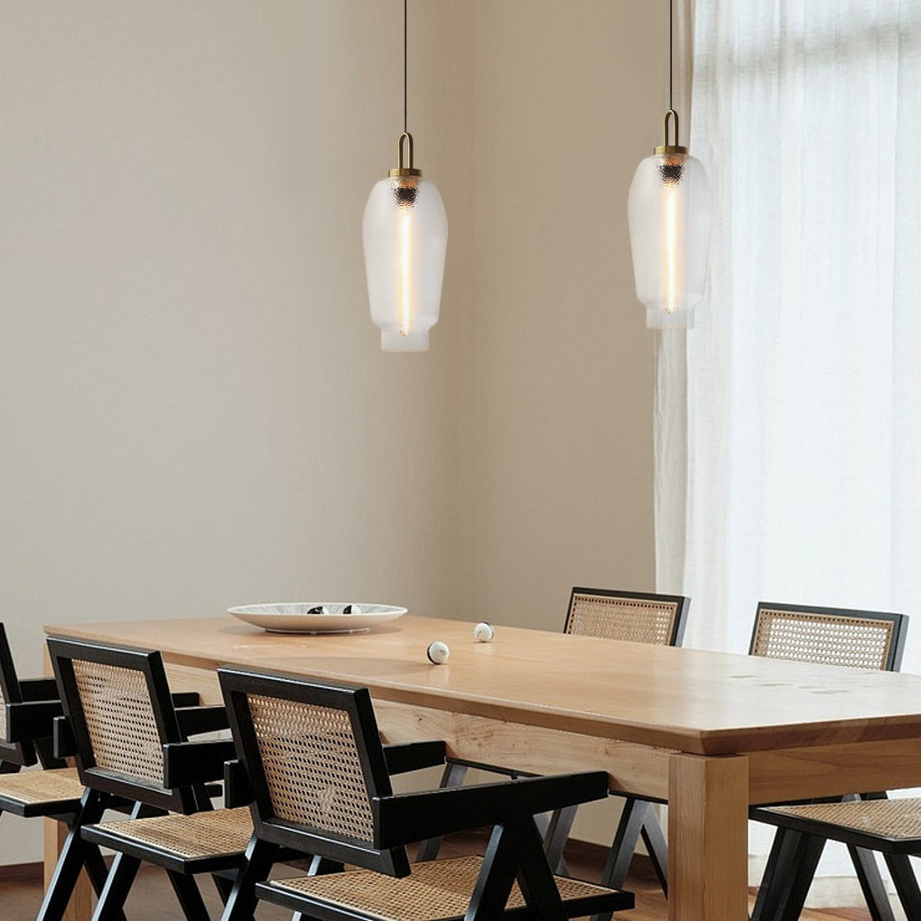 Glass Jar Modern Pendant Light with Copper Finish