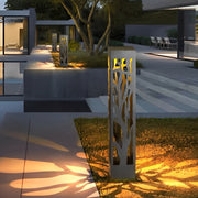Solar-Powered Lawn Light with Hollow Branch Pattern - Stainless Steel