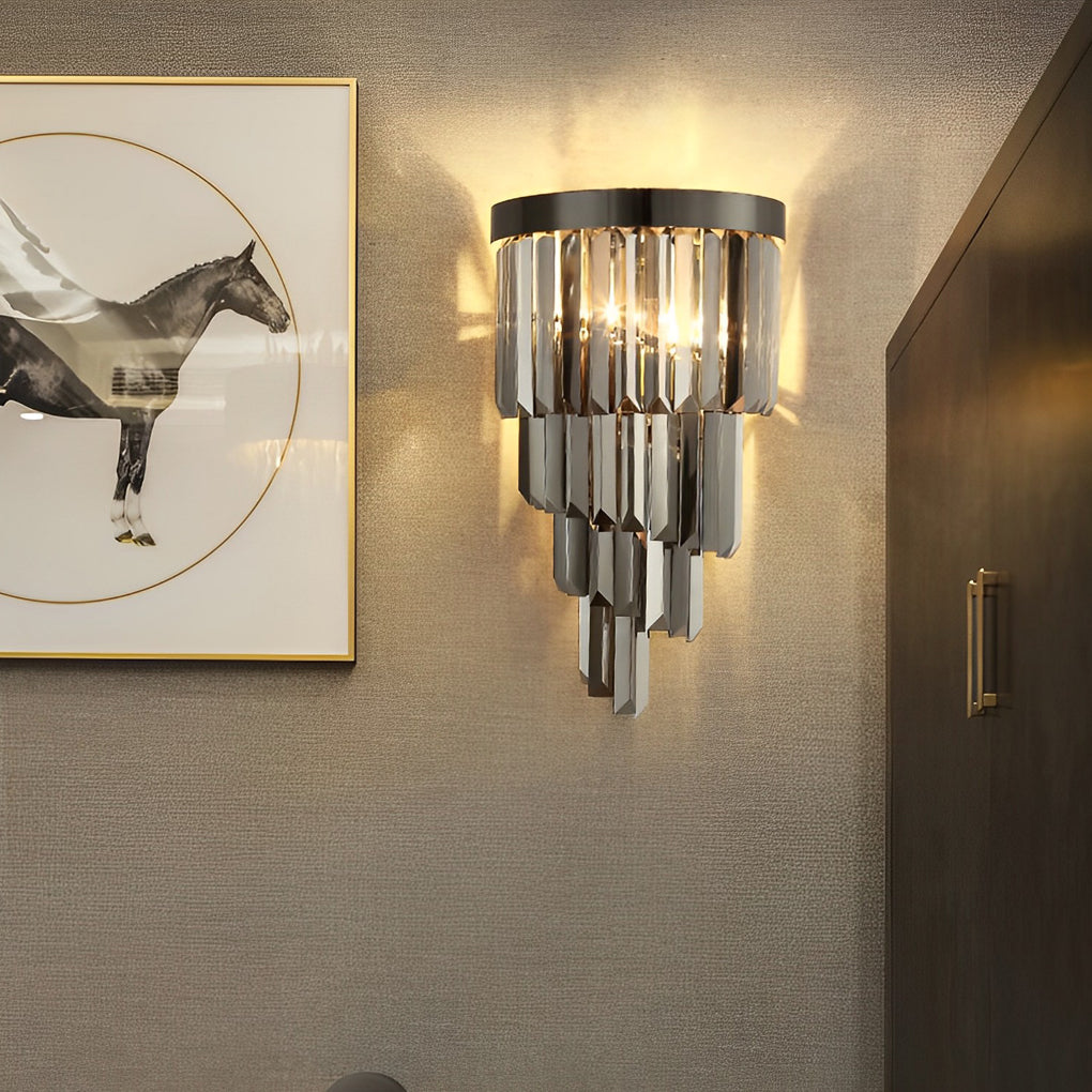 Crystal Modern Wall Sconce with Three-Step Dimming LED Light