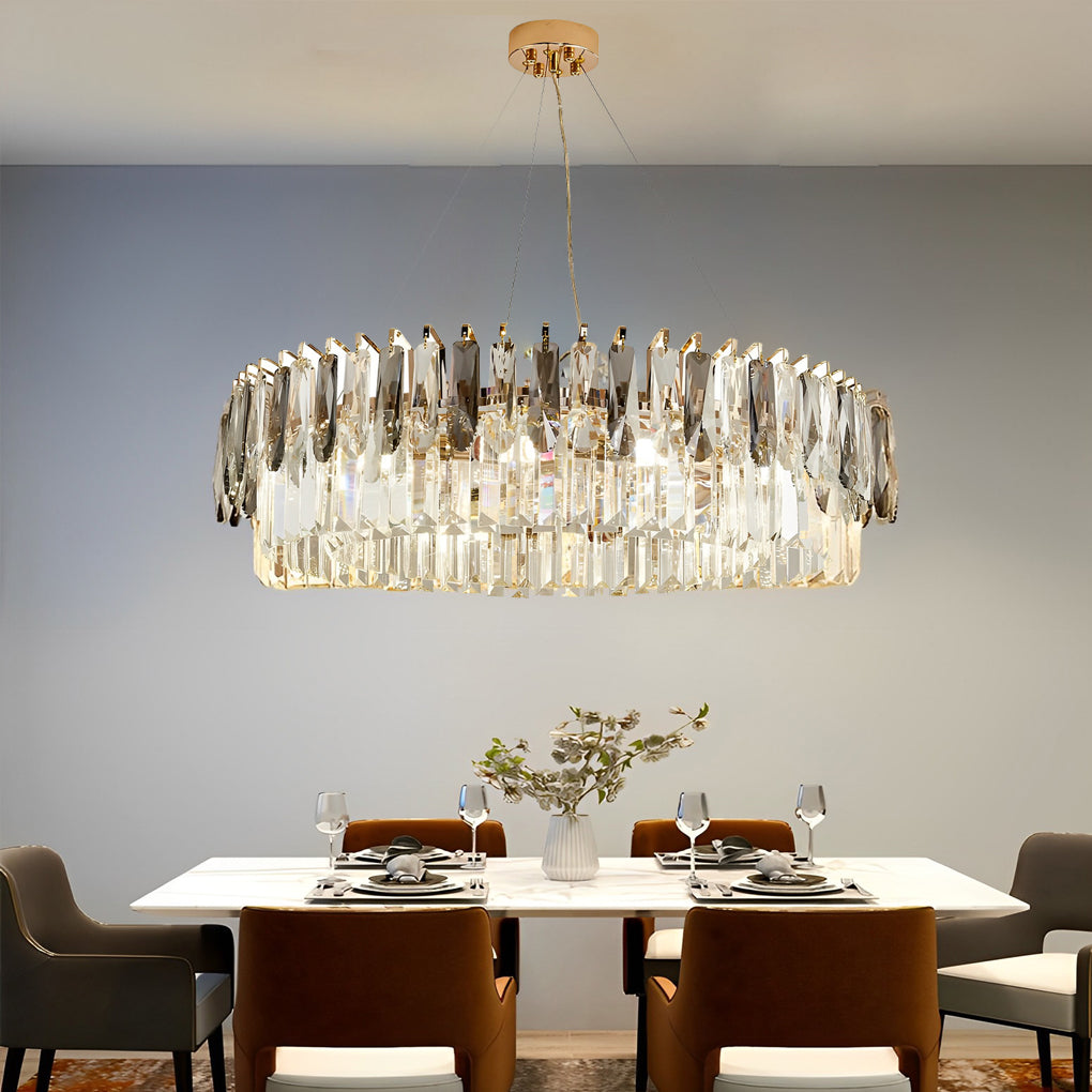 Double Layer Crystal Chandelier – Modern Gold Electroplated Metal