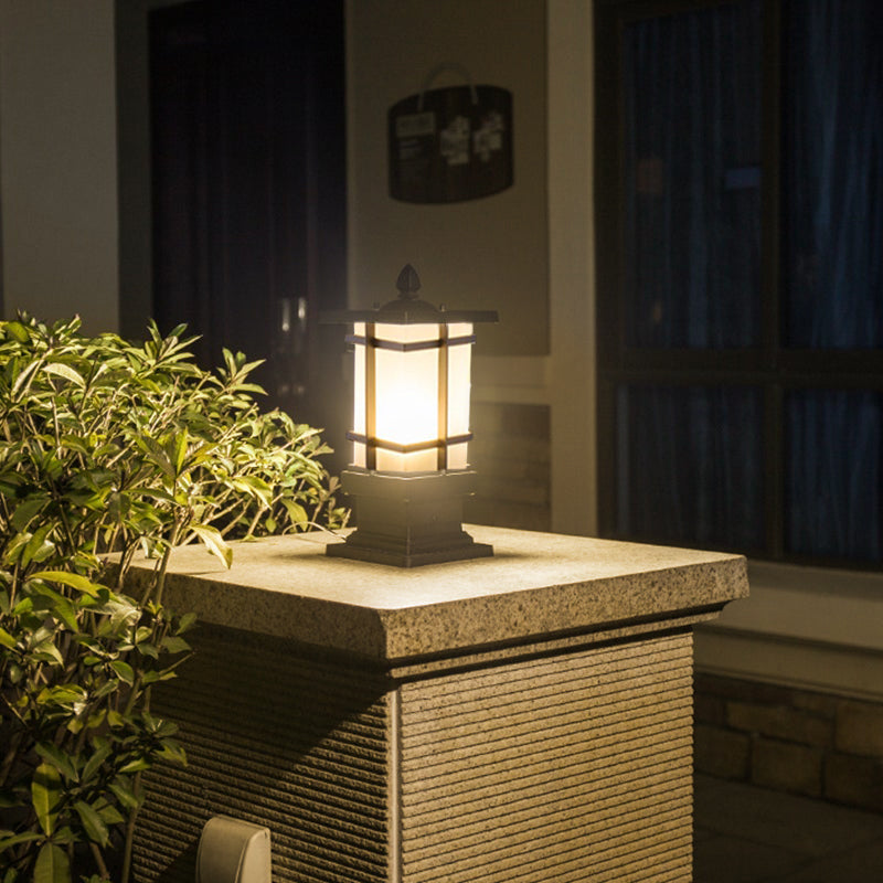 Modern Geometric Black Aluminum Bollard Light for Outdoor Pathways