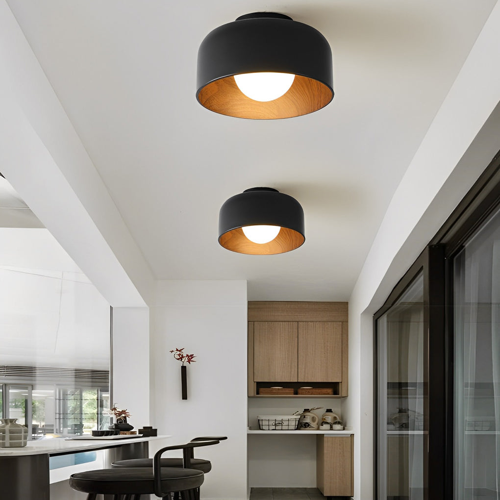 Modern Bowl LED Ceiling Light | Glass & Iron Flush Mount