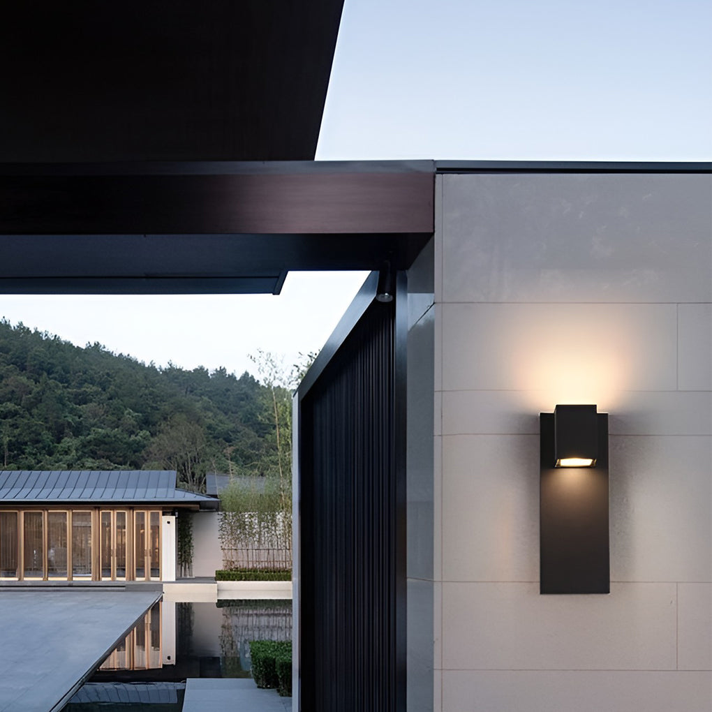 Square Waterproof LED Outdoor Wall Sconce Up Down Lighting Black