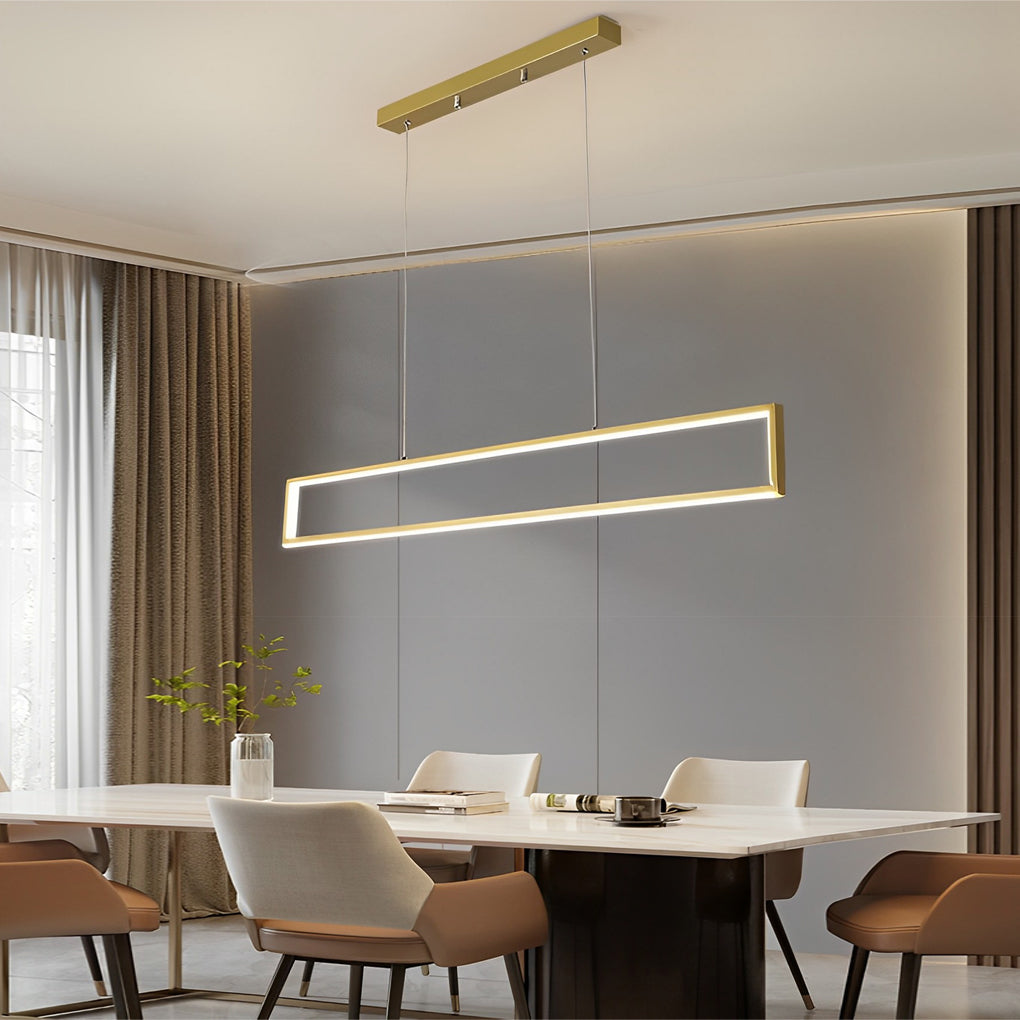 Rectangular Frame LED Modern Pendant Chandelier 47" Aluminum