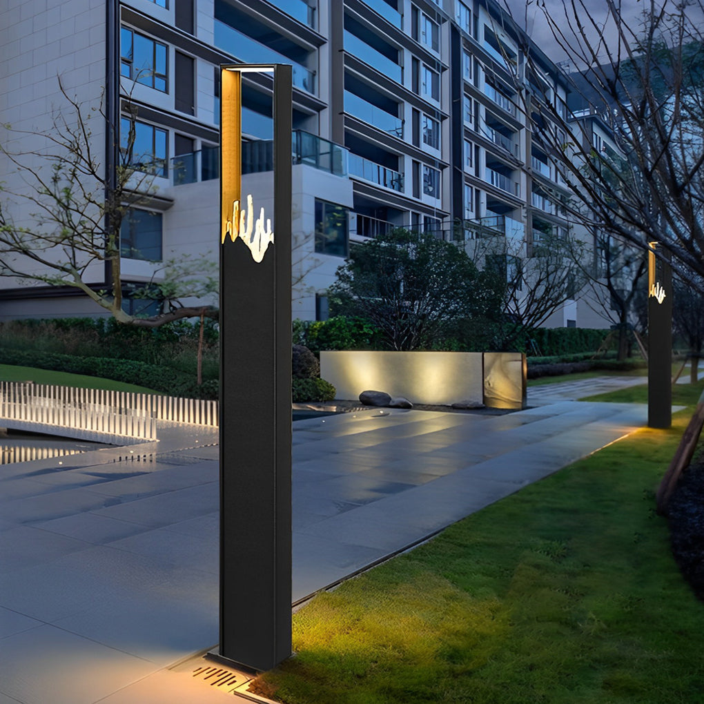 Modern Rectangular Glass LED Pathway Lights - Steel & Glass