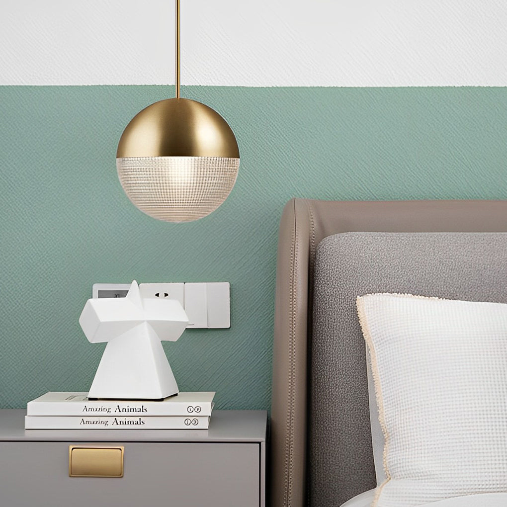 Modern Glass Globe Pendant Light with Gold & Black Finish
