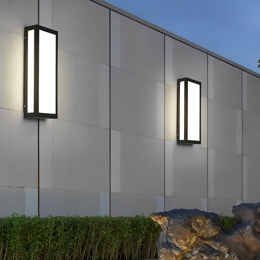 Modern Rectangular LED Outdoor Wall Lamp - Matte Black