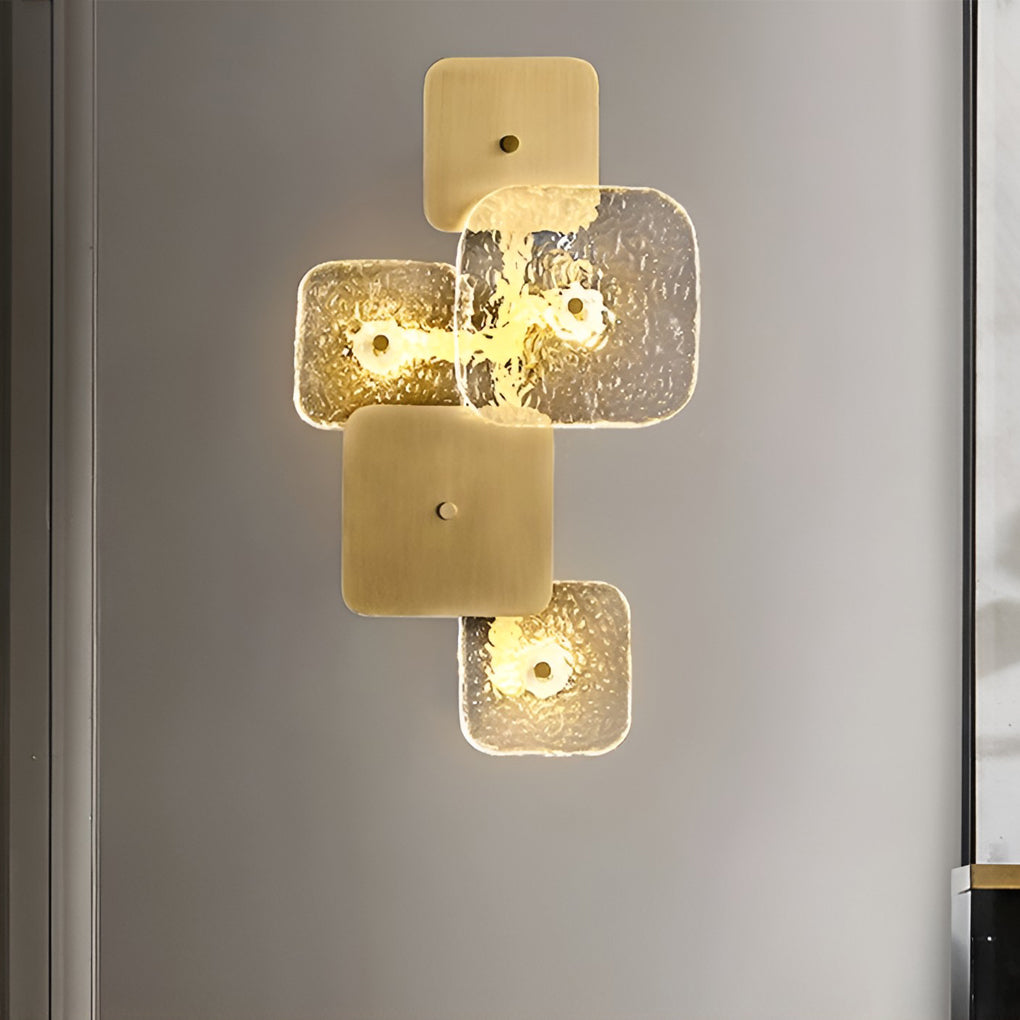 Modern Rounded Square Glass Copper LED Wall Sconce