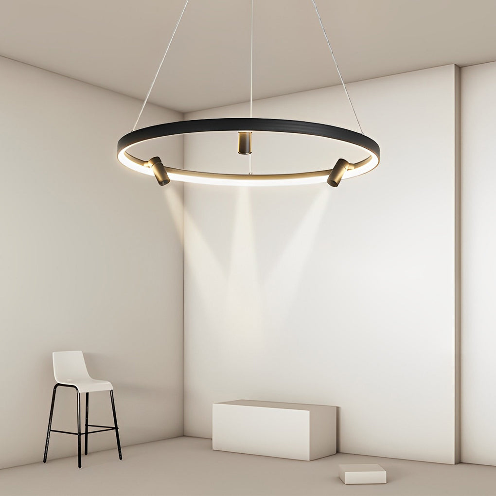 Modern Round LED Pendant Light with Adjustable Spotlights