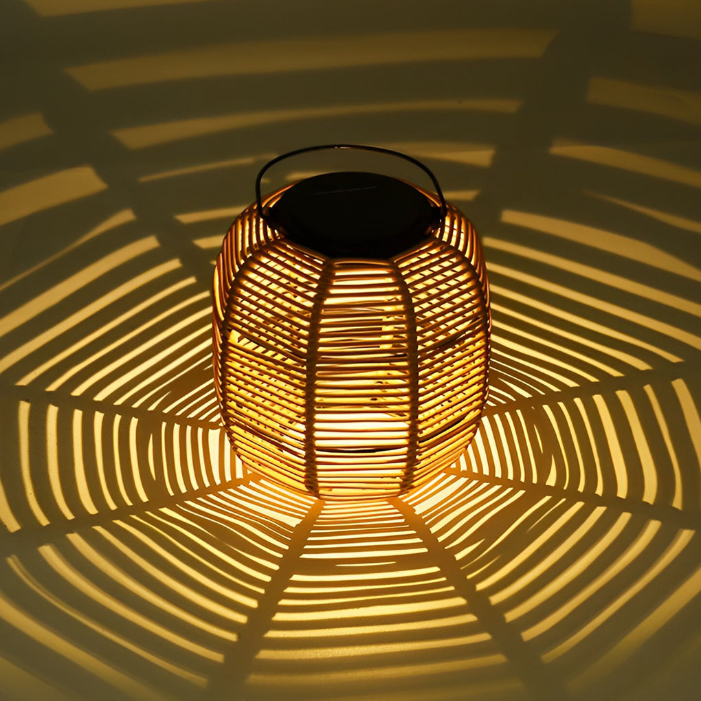 Rattan Solar Lantern Waterproof LED Garden Lawn Light