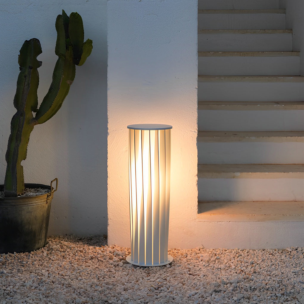 Modern Solar LED Lawn Light with Twisted Metal Design