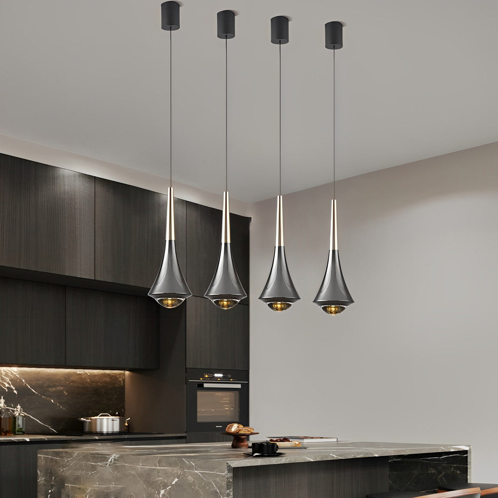 Adjustable Modern LED Pendant Light with Aluminum & Glass Shade