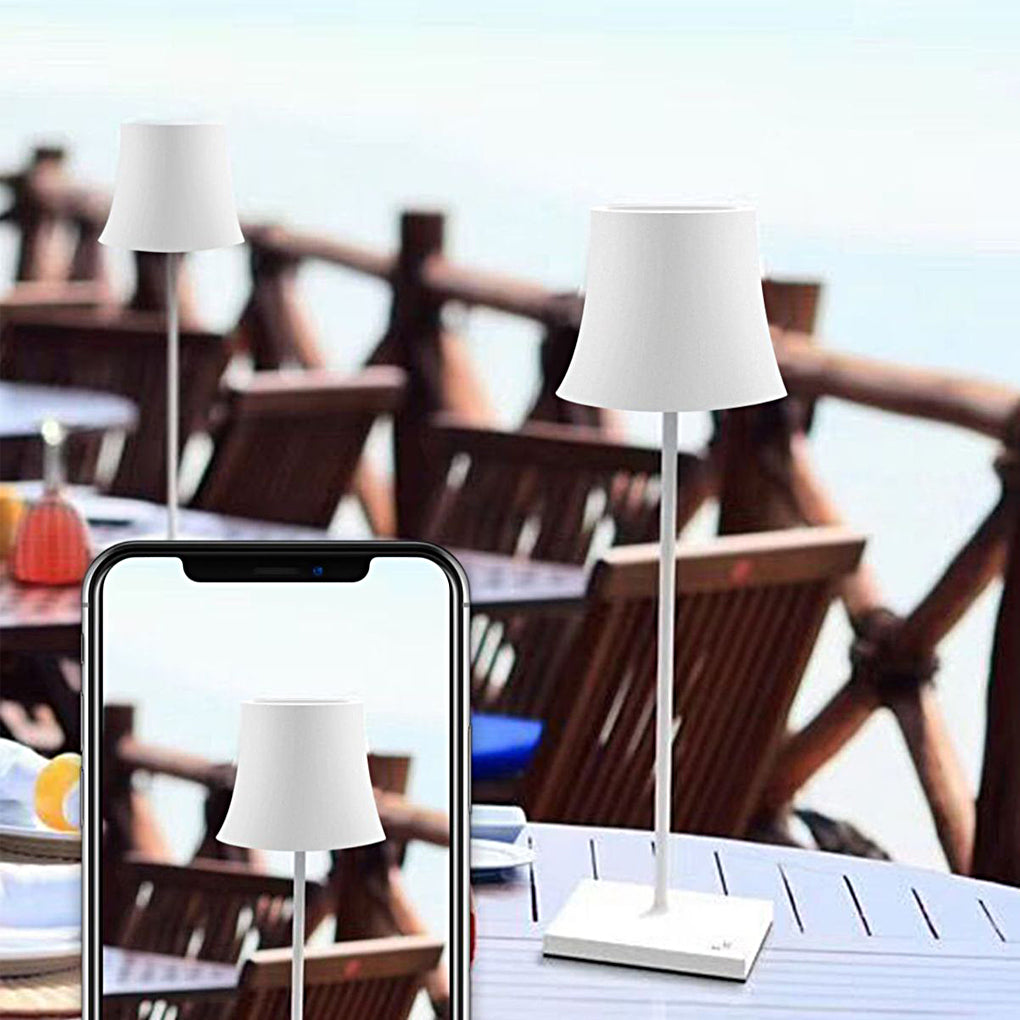 15" Cordless Modern Metal Table Lamp - Black/White Rechargeable