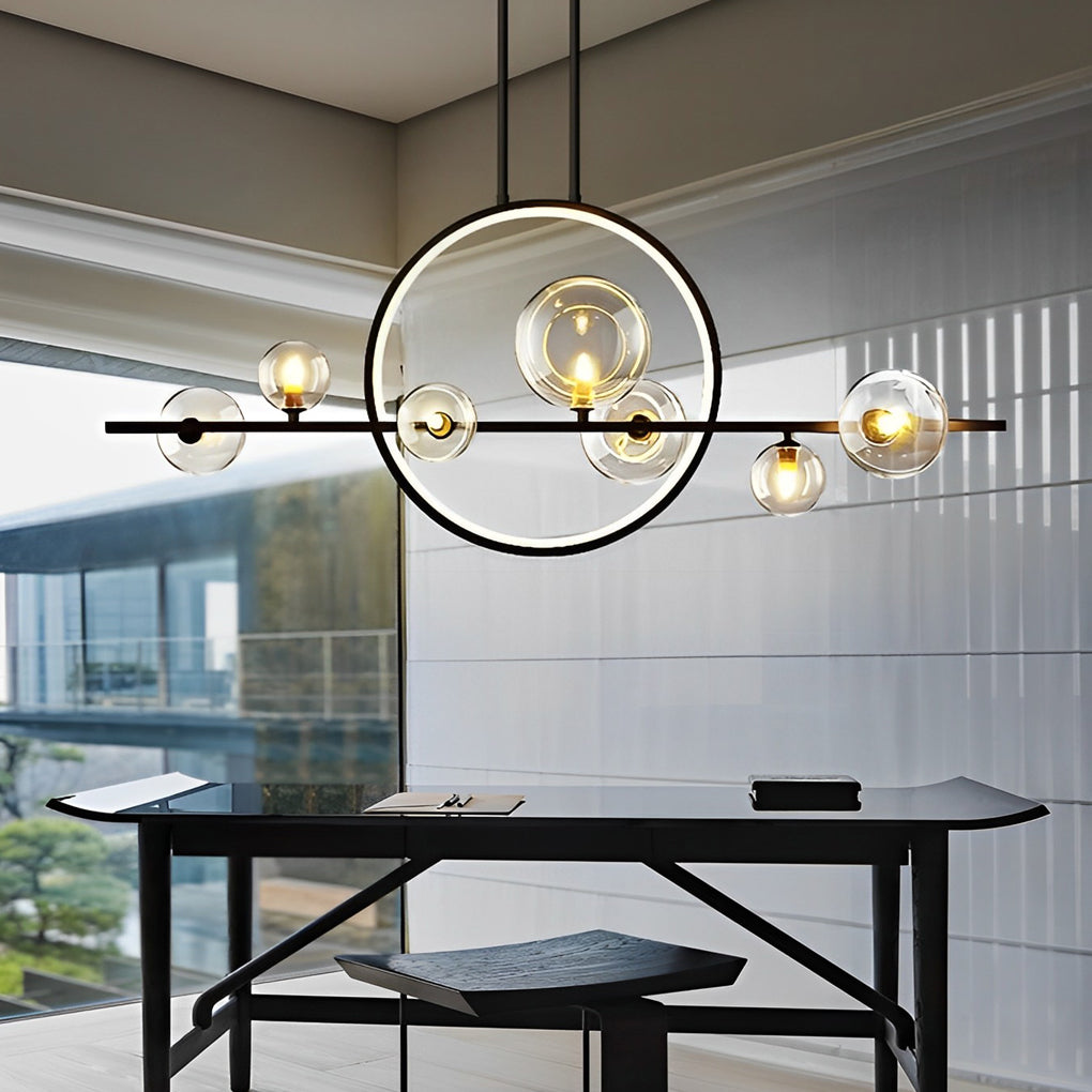 Modern Glass Bubble Chandelier with G9 LED – Black Finish