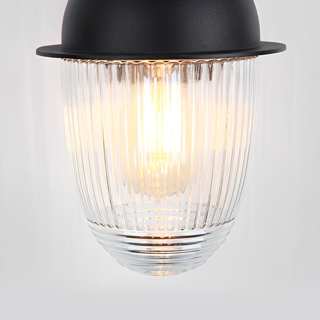 Glass Ball Outdoor Wall Lamp - Matte Black Industrial Sconce