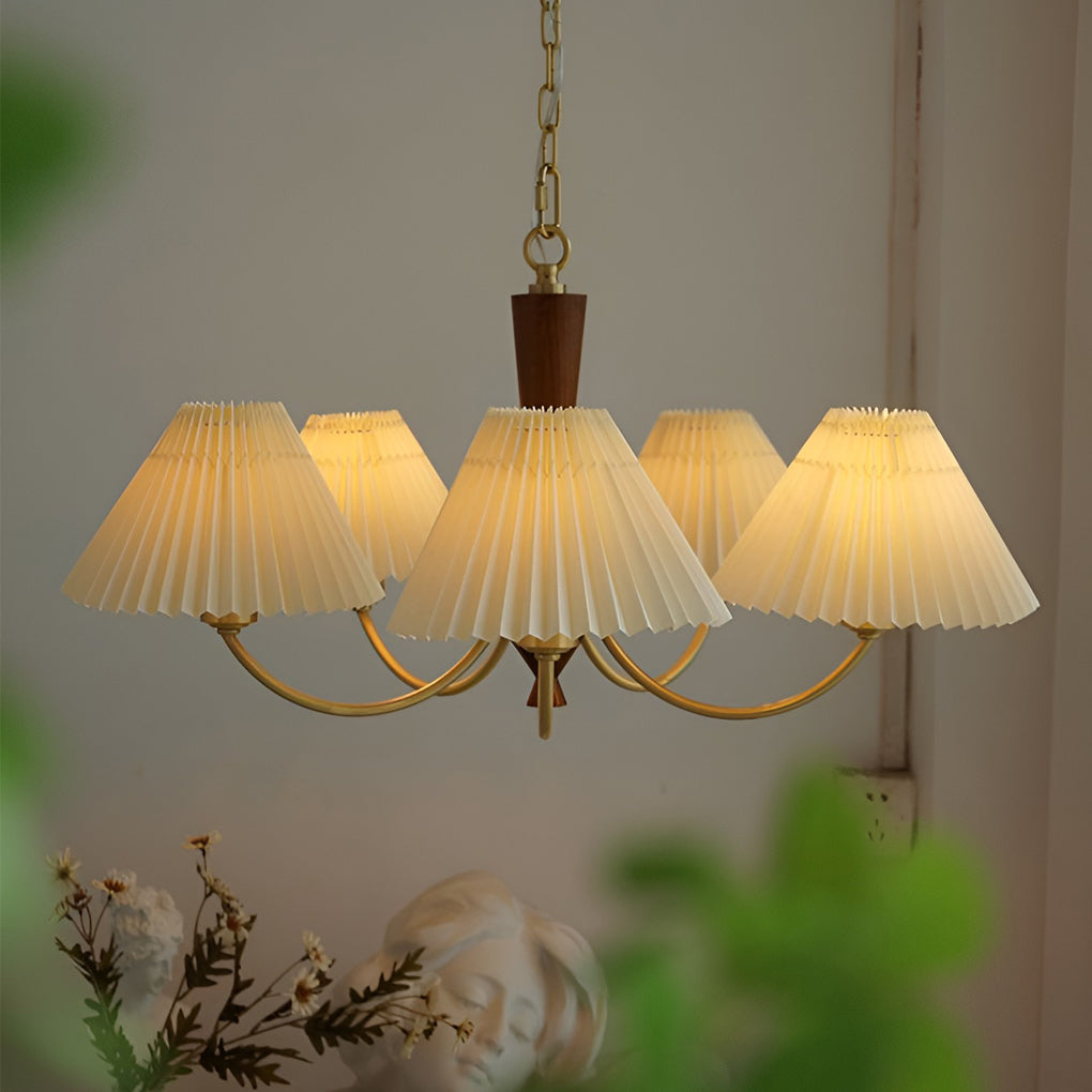 Nordic Pleated Pendant Chandelier 3-Light Warm LED Modern Dining